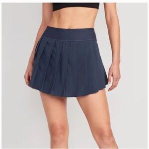 Old Navy Pleated navy blue stretch tech quick dry tennis skirt NWT